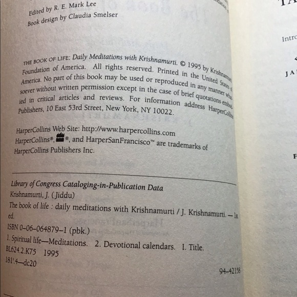 The Book of Life Daily Meditations with Krishnamurti 1995 - Picture 7 of 13
